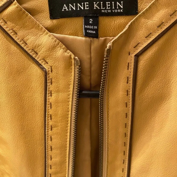 Anne‎ Klein 100% Leather Yellow Zipper Jacket​ - Picture 5 of 11